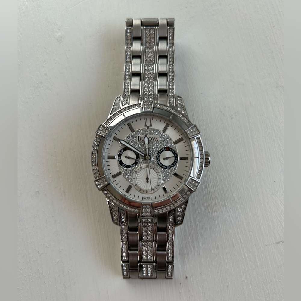 Bulova Stainless Steel Crystal Watch